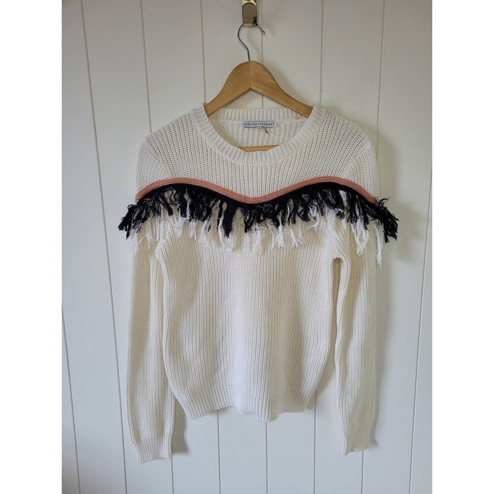 English Factory Sweater Women's Size Small Ivory Long Sleeve Festival